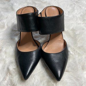 Halston Heritage Isabella black pointed toe leather high-heel mule - Size 10